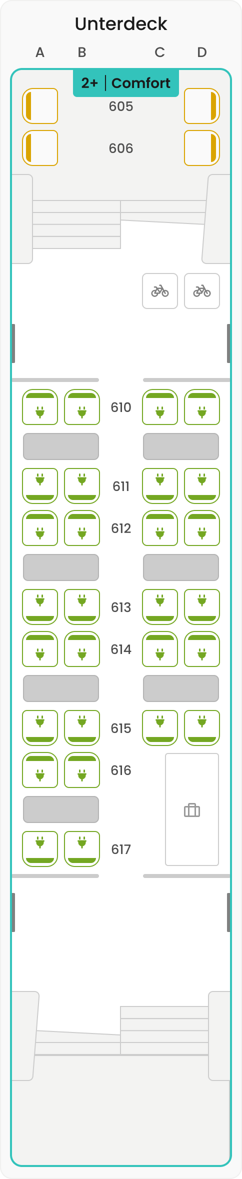 Sitzplan Übersicht – Wagen 16 – Unterdeck