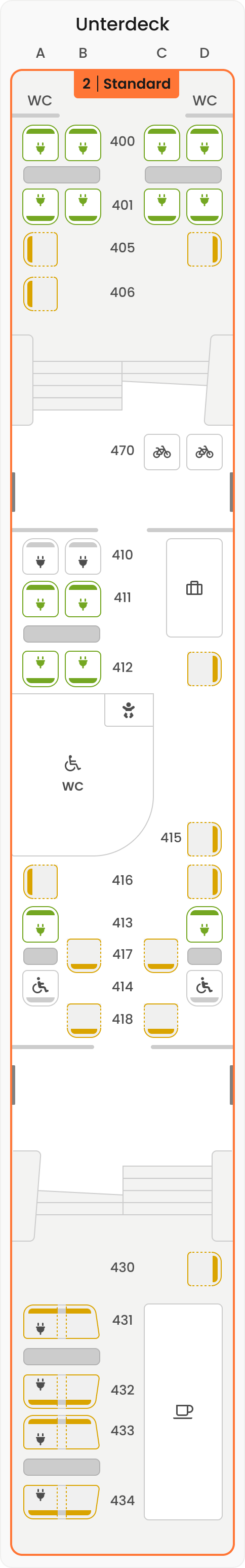 Sitzplan Wagen 14 Unterdeck