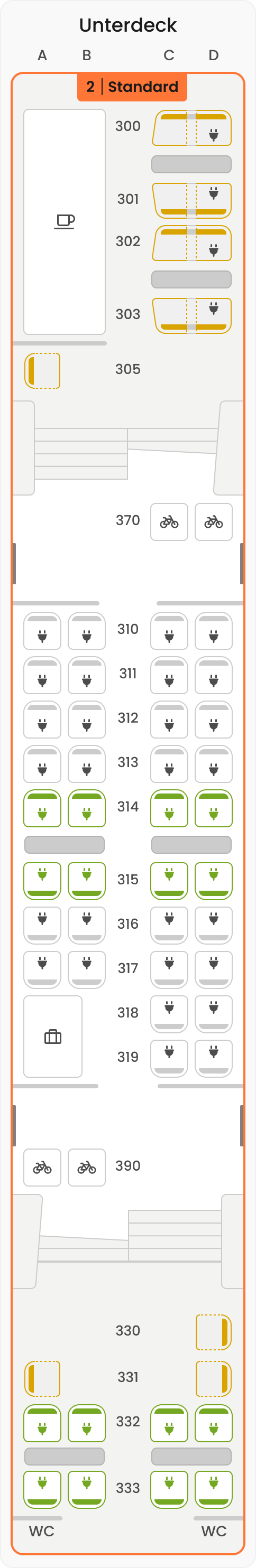 Sitzplan Wagen 13 Unterdeck