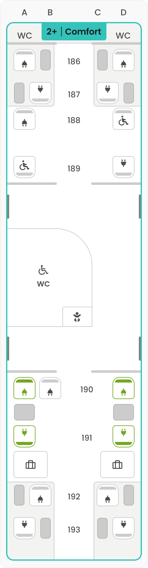 SMILE Sitzplan Übersicht – Wagen 08 – PRM & Comfort
