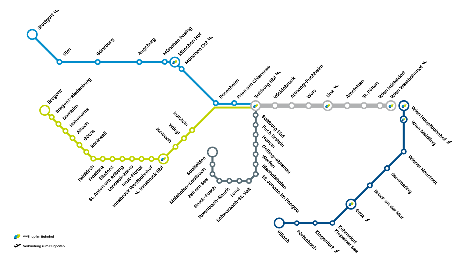 Westbahn Streckennetz 2026