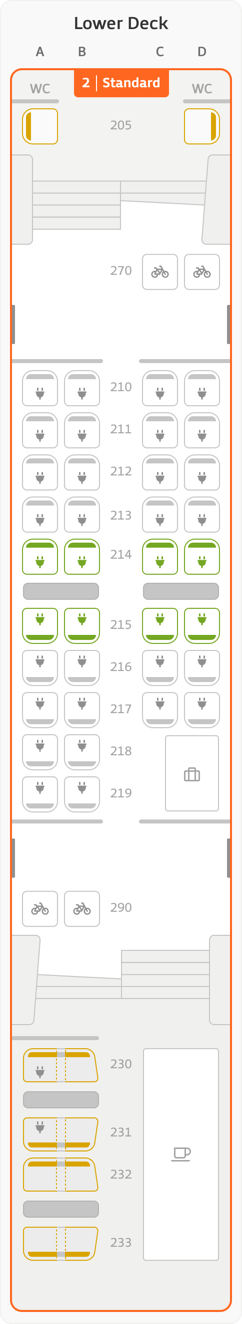 Seat map – coach 12 – lower deck