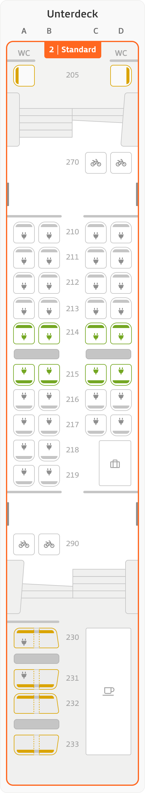 Sitzplan Übersicht – Wagen 12 – Unterdeck
