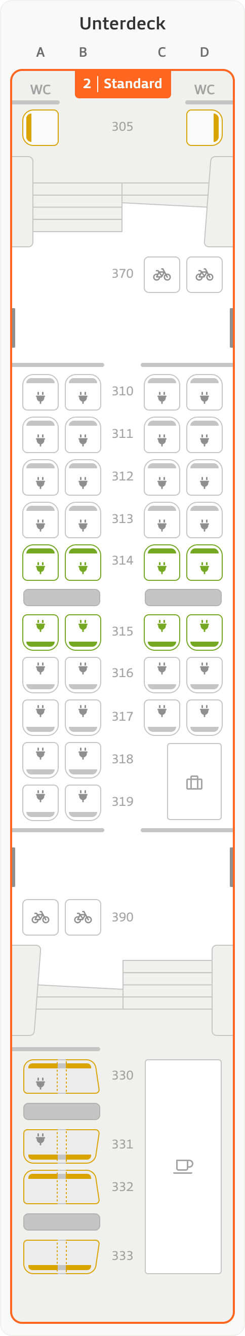 Sitzplan Übersicht – Wagen 13 – Unterdeck