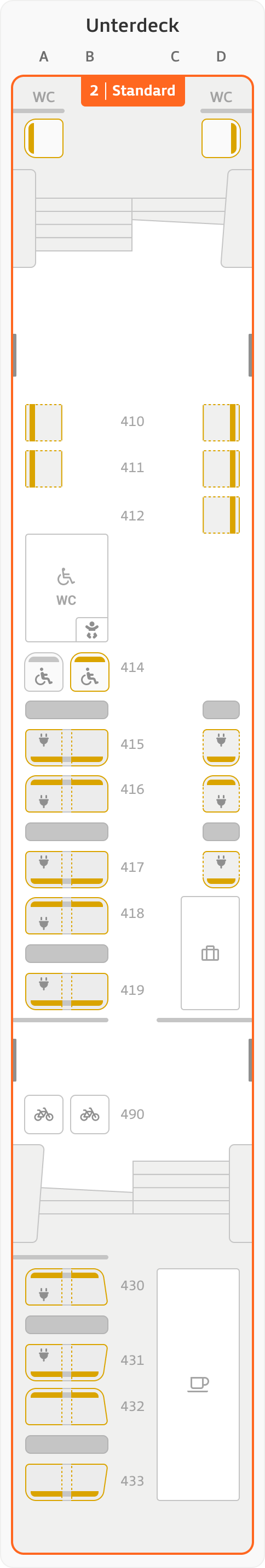 Sitzplan Übersicht – Wagen 14 – Unterdeck
