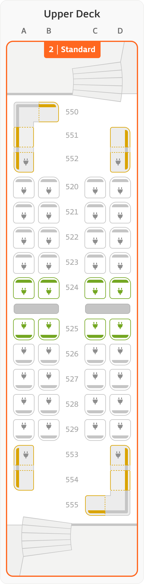 Seat map – coach 15 – upper deck